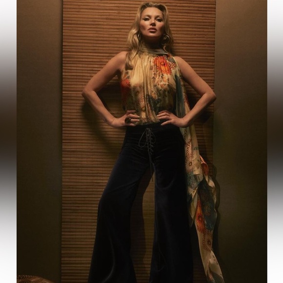 Zara x Kate Moss 100% spun silk halter and scarf Size L - Picture 2 of 14